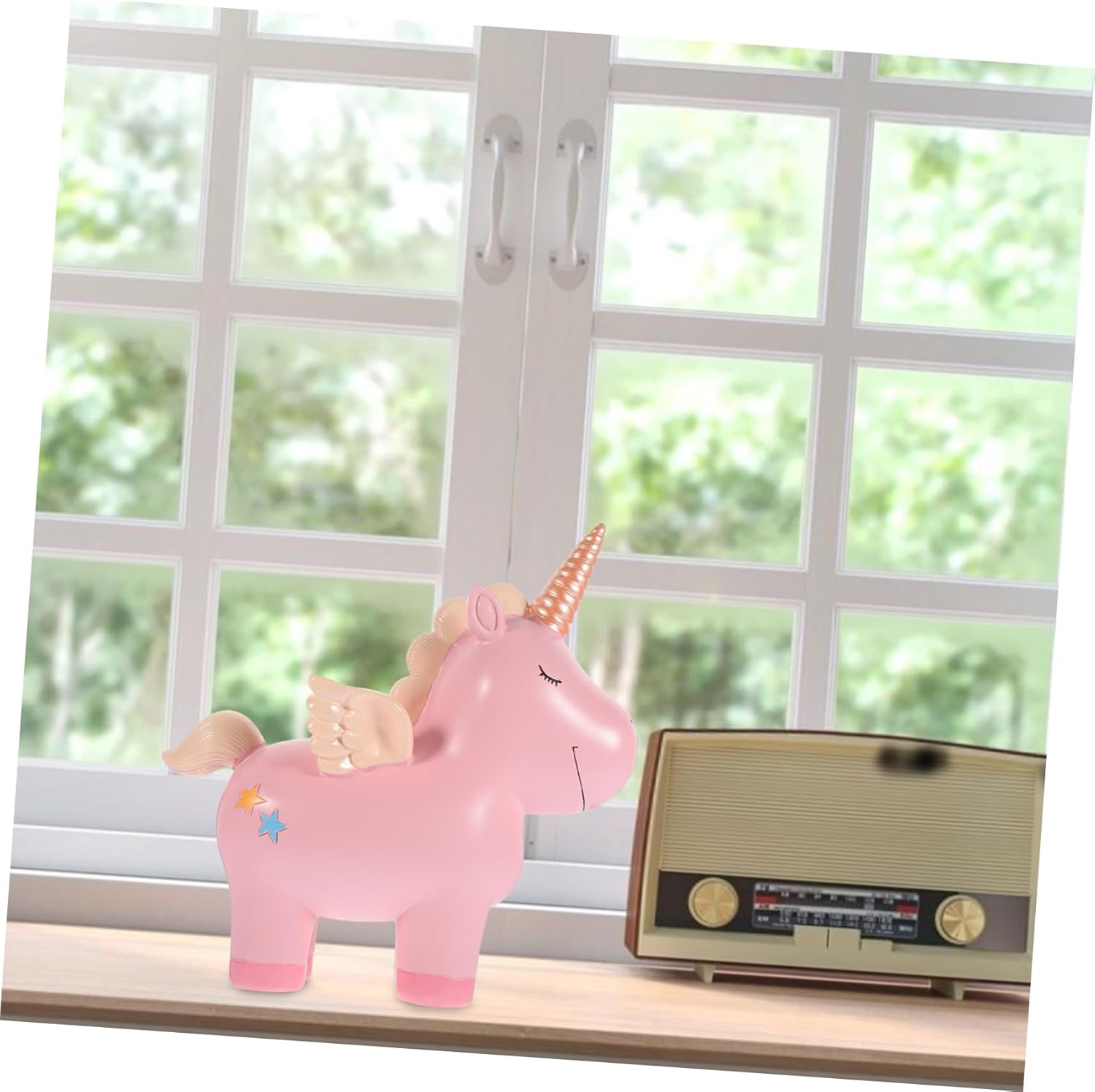 Kisangel Unicorn Shaped Coin Jar Piggy Bank for Boy Girl Decorative Desktop Adornment with Stable Flat Base Material Capacity Money Bank for Girls Savings