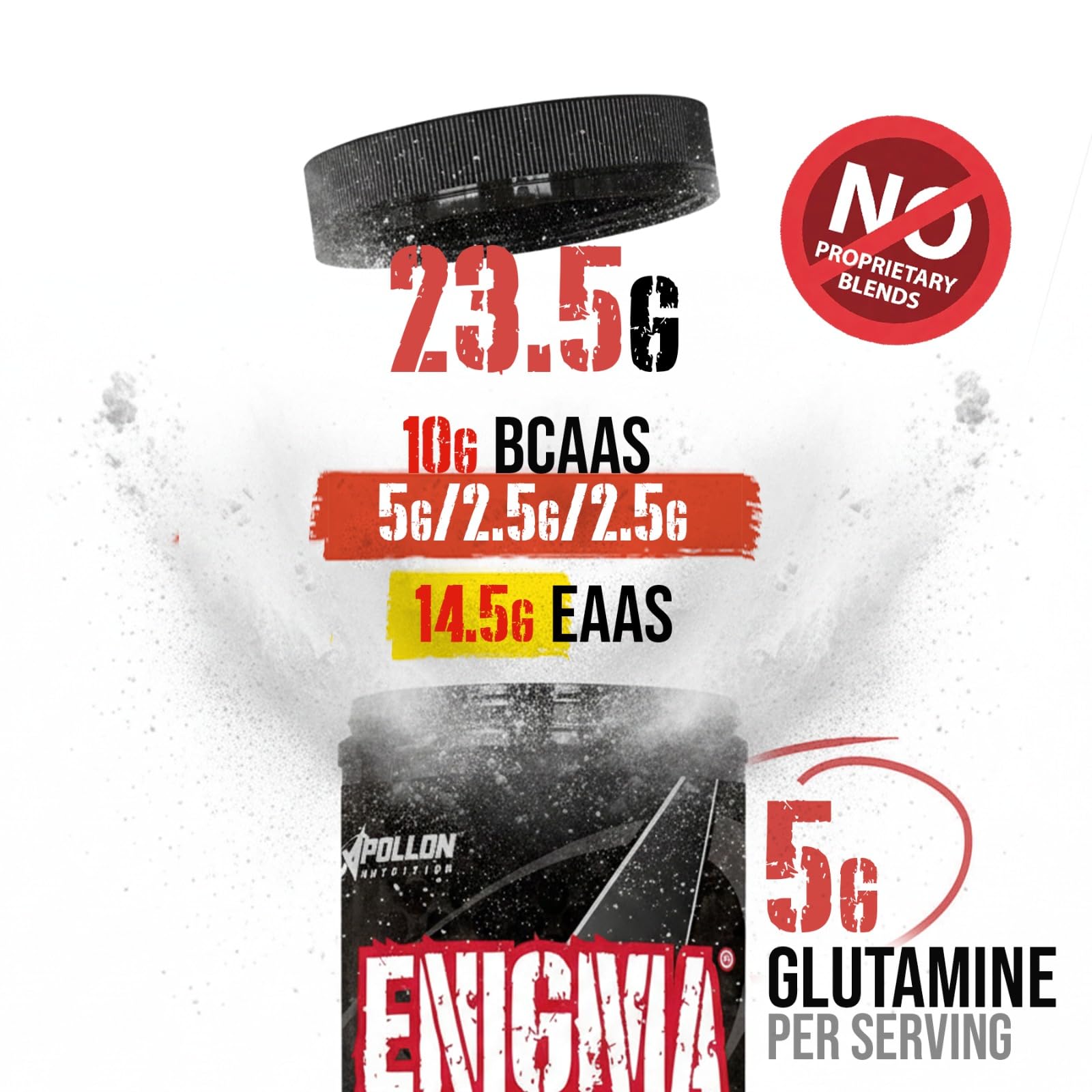 Apollon Nutrition Enigma – Complete EAA + BCAA Recovery Matrix | 23.5g Total Aminos, 5g Leucine | Glutamine + Electrolytes | 40 Serving, Strawberry Margarita — Amazon image 4