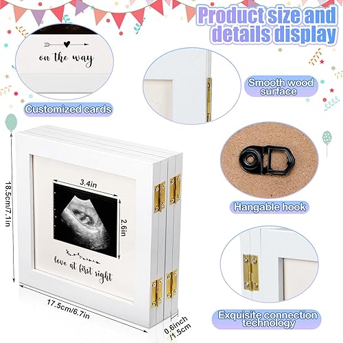 Miniatura 2 de Sonogram - Marco de fotos cuádruple para ultrasonido, 4 marcos de fotos plegables para recuerdos de embarazo, para anuncios de embarazo, primera vez