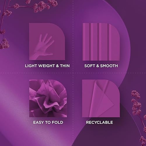 Miniatura 3 de SANZIX 150 hojas de papel de seda morado para bolsas de regalo a granel de 14 x 20 pulgadas, papel de regalo de Navidad morado para regalos, ramos,