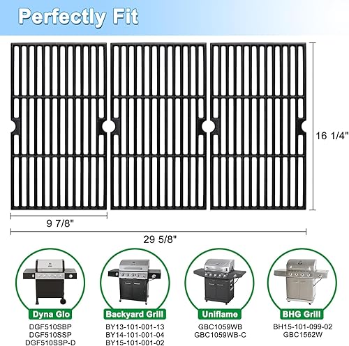 Miniatura 8 de Adviace Rejillas de parrilla para Dyna Glo DGF493BNP, piezas de repuesto DGH474CRP, Rejillas de cocción para piezas de parrilla de patio trasero
