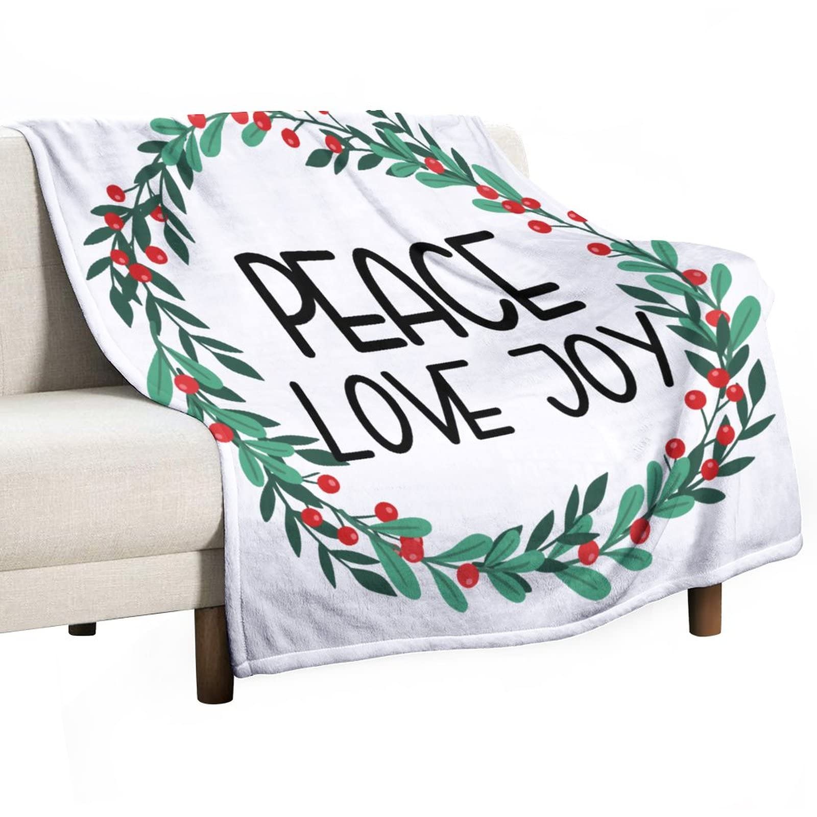 Couverture en flanelle Paix Amour Joy cadeau de Noël idéal famille