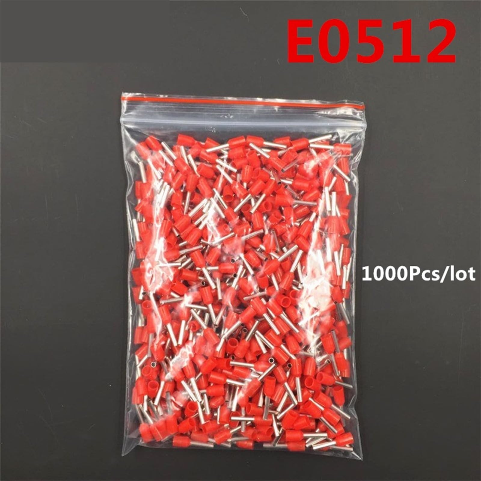 1000 pezzi E0512 morsetti isolanti per tubi 0,5 mm2 22 AWG cavo cavo isolante Crimp E nero, giallo, blu, rosso (colore: Blue)
