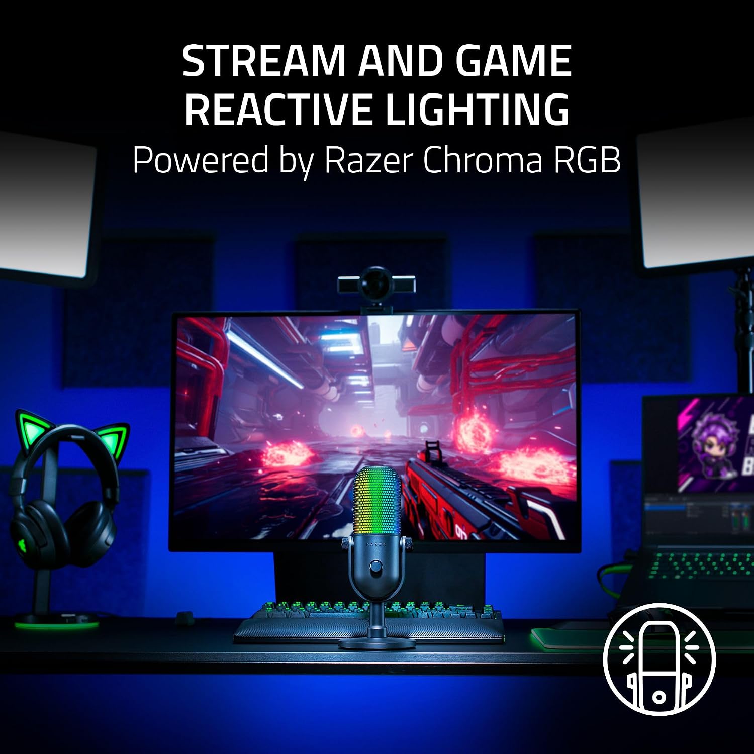 Razer Seiren V3 Chroma 32‐Bit DSP, USB-C Microphone for PC & Mac, Black