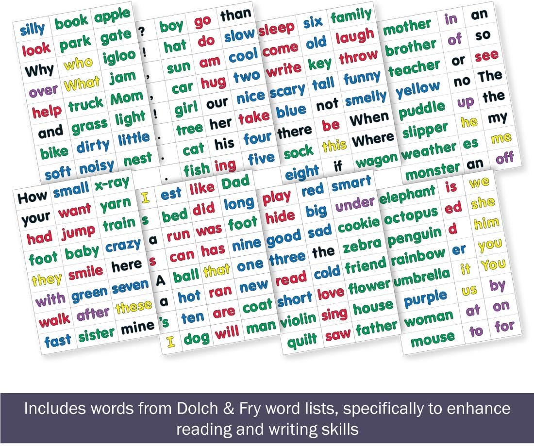 Barker Creek Learning Magnets, Kidwords, for Children, High-Frequency Words Color-Coded for Parts of Speech + Punctuation Marks (2600)