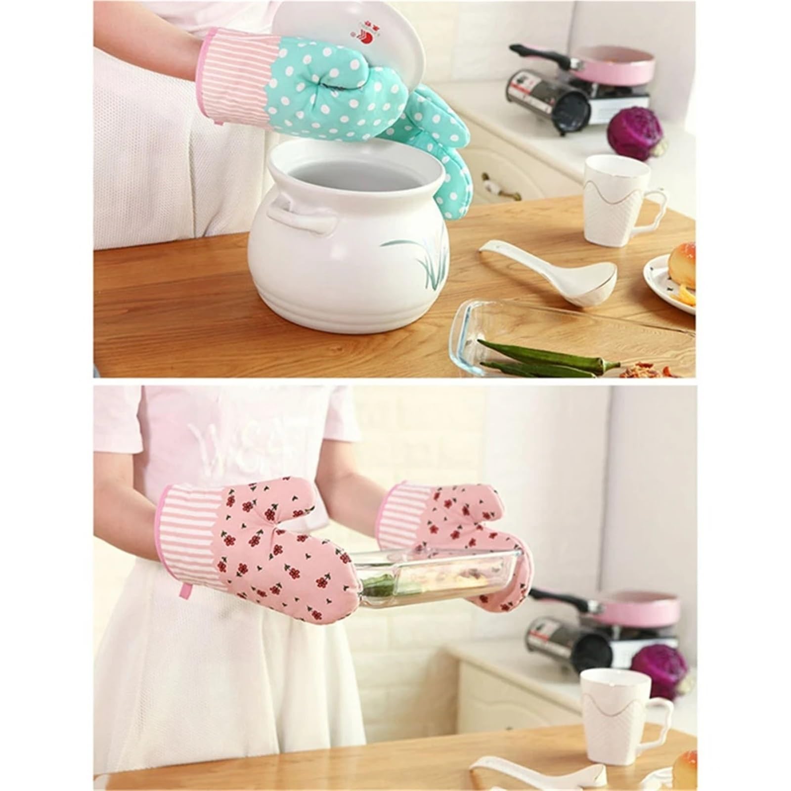 Gants de Cuisine Anti-Taches pour Four, résistants au Micro-Ondes, ignifugés et antidérapants, pour Barbecue et grillades.