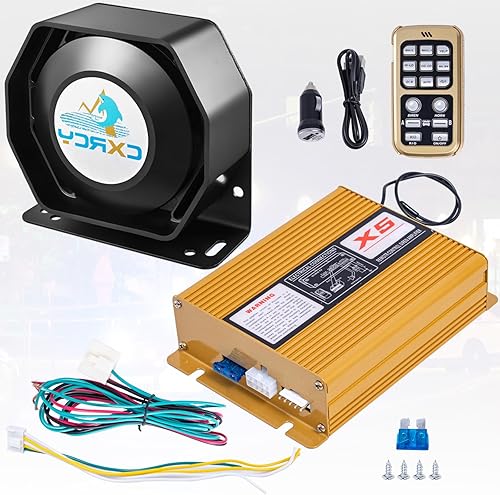 Miniatura 7 de CXRCY Sistema de megafonía de 200 W, 12 V, 18 tonos, 120-130 dB, alarma de advertencia de emergencia, sirena de policía, altavoz de 1 bocina,