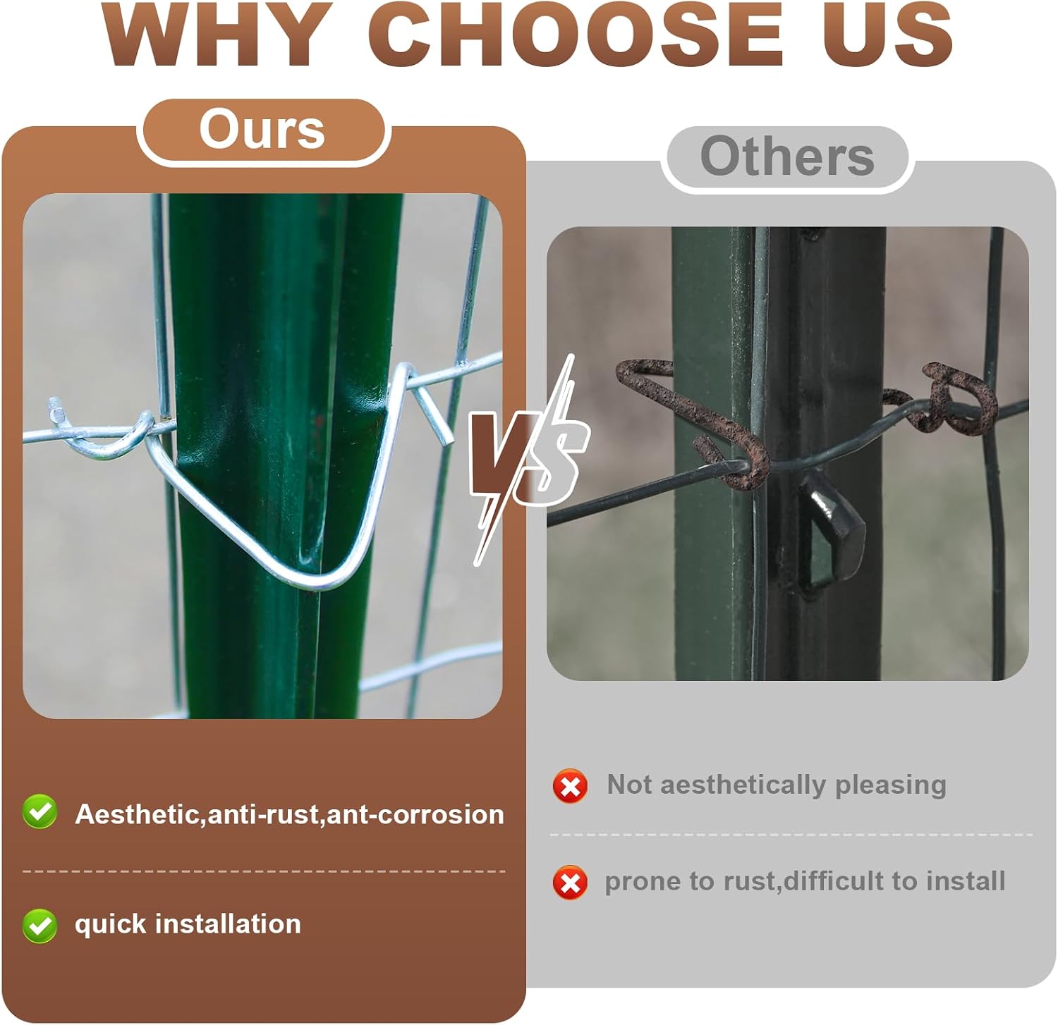 T-Post Clips Fence Wire Clips Galvanized Steel Fence Clips (300PCS) Time-Saving Convenient Pre-Cut Wire Ties