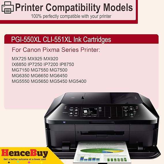 HenceBuy 550 551 XL Cartridges Compatible with Canon PGI-550 CLI-551 XL Printer Cartridges for Pixma IP7250 MX925 MX920 MX725 MG5650 MG5550 MG6450 MG7550 MG6650 MG5400 MG5450 IP720 0 IX6850 (10 Pack)