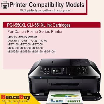 HenceBuy 550 551 XL Cartridges Compatible with Canon PGI-550 CLI-551 XL Printer Cartridges for Pixma IP7250 MX925 MX920 MX725 MG5650 MG5550 MG6450 MG7550 MG6650 MG5400 MG5450 IP720 0 IX6850 (10 Pack)