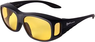 Rapid Eyewear Night Time Driving Over Glasses with Anti - Glare & Anti - Dazzle Tinted Yellow Lenses That Help with Vision. Fit Over Your Specs. Mens & Womens