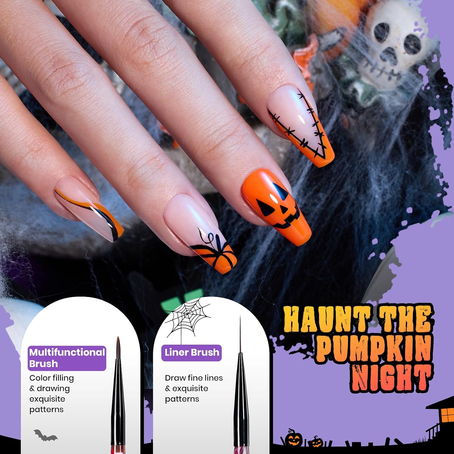 Beetles Halloween Nail Art Brushes, Blood Entwined Nail Art Pens 6pcs image 5