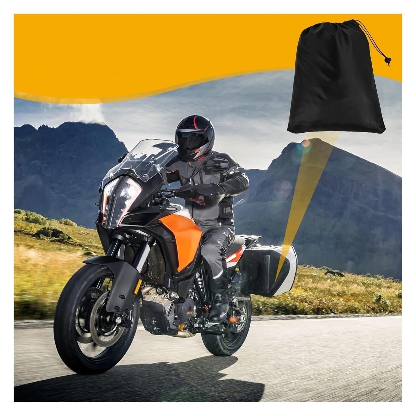 Pokrowiec na motocykl, pokrowiec na motocykl wodoodporny, pokrowiec przeciwdeszczowy na motocykl, pokrowiec na skuter do użytku wewnątrz i na zewnątrz, wytrzymały pokrowiec na motocykl z poliestru