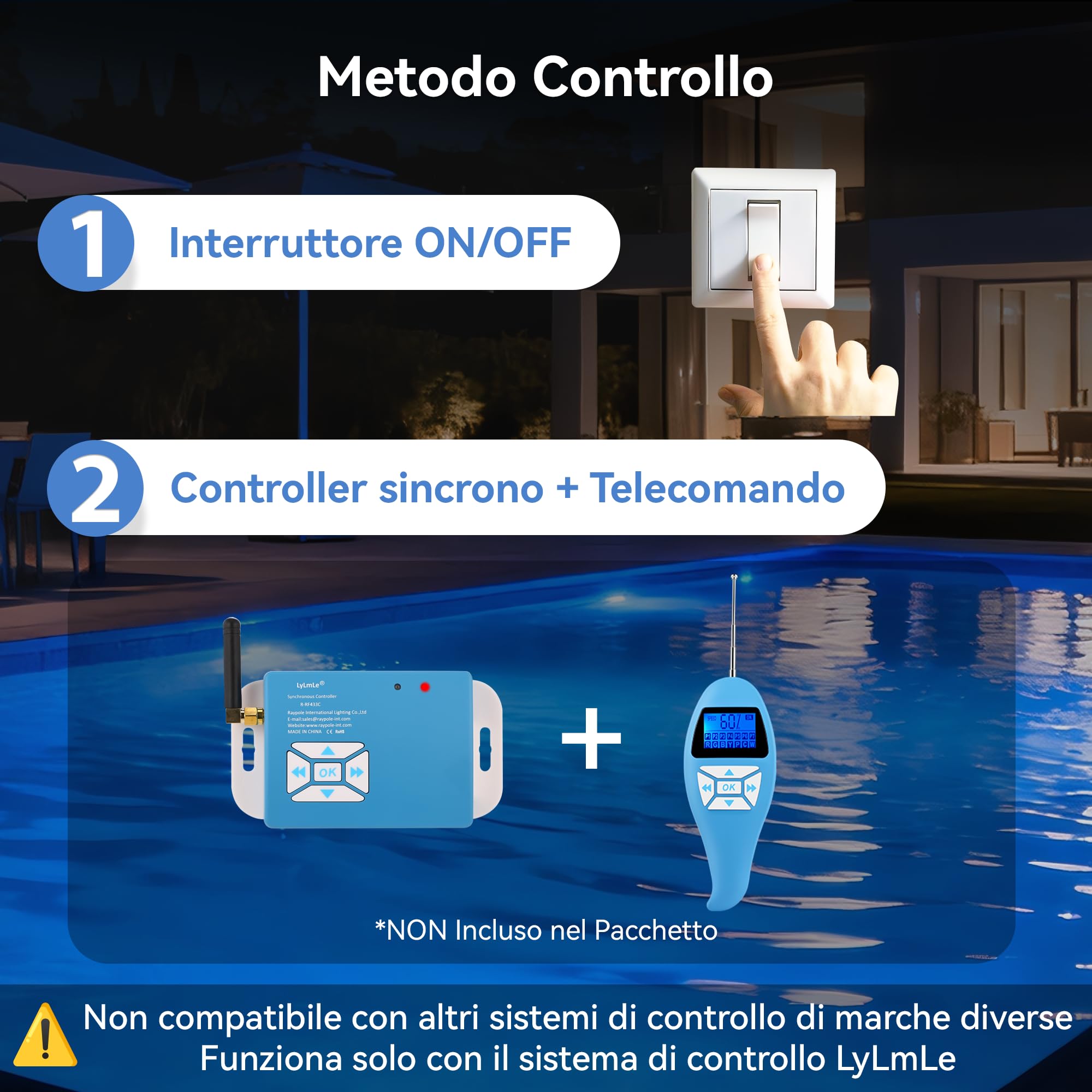LyLmLe Luce Piscina LED Riempito di Resina, 35W PAR56 Lampada LED Sincronizzato Multicolore RGB Illuminazione, 140° angolo del fascio, IP68 Impermeabile, 12V AC(Non includere controller)