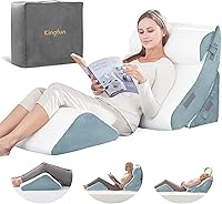 Kingfun 4PCS Adjustable Orthopedic Bed Wedge Pillow Set - Memory Foam for Back Neck Leg Pain Relief Acid Reflux GERD