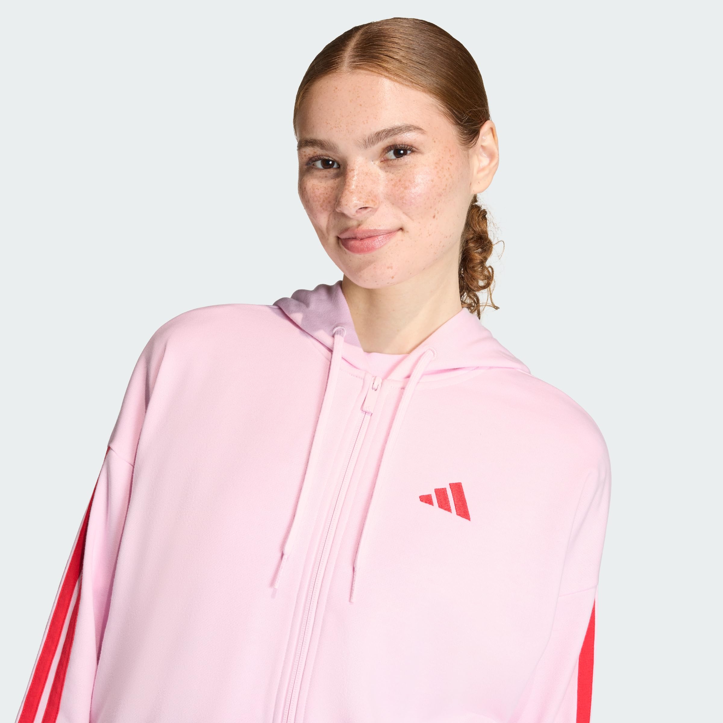 adidas Women's Chaqueta con Capucha Essentials French Terry 3 Bandas