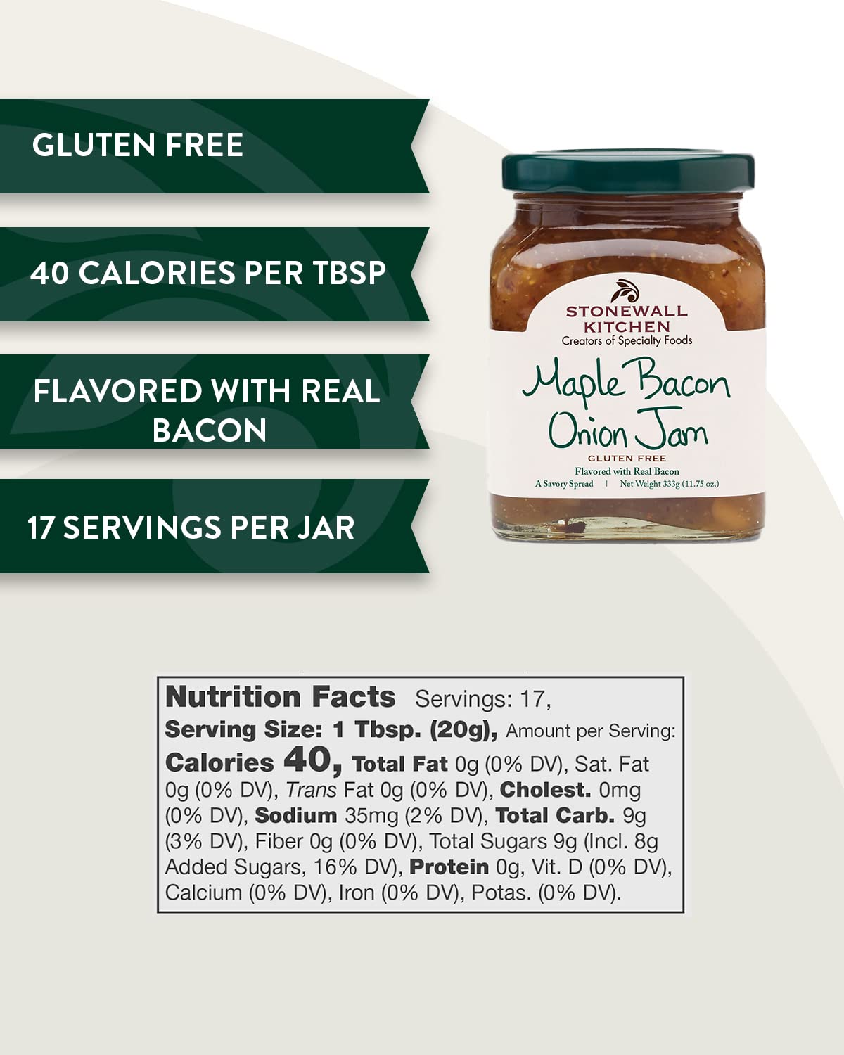 Stonewall Kitchen Maple Bacon Onion Jam, 11.75 oz (Pack of 2)