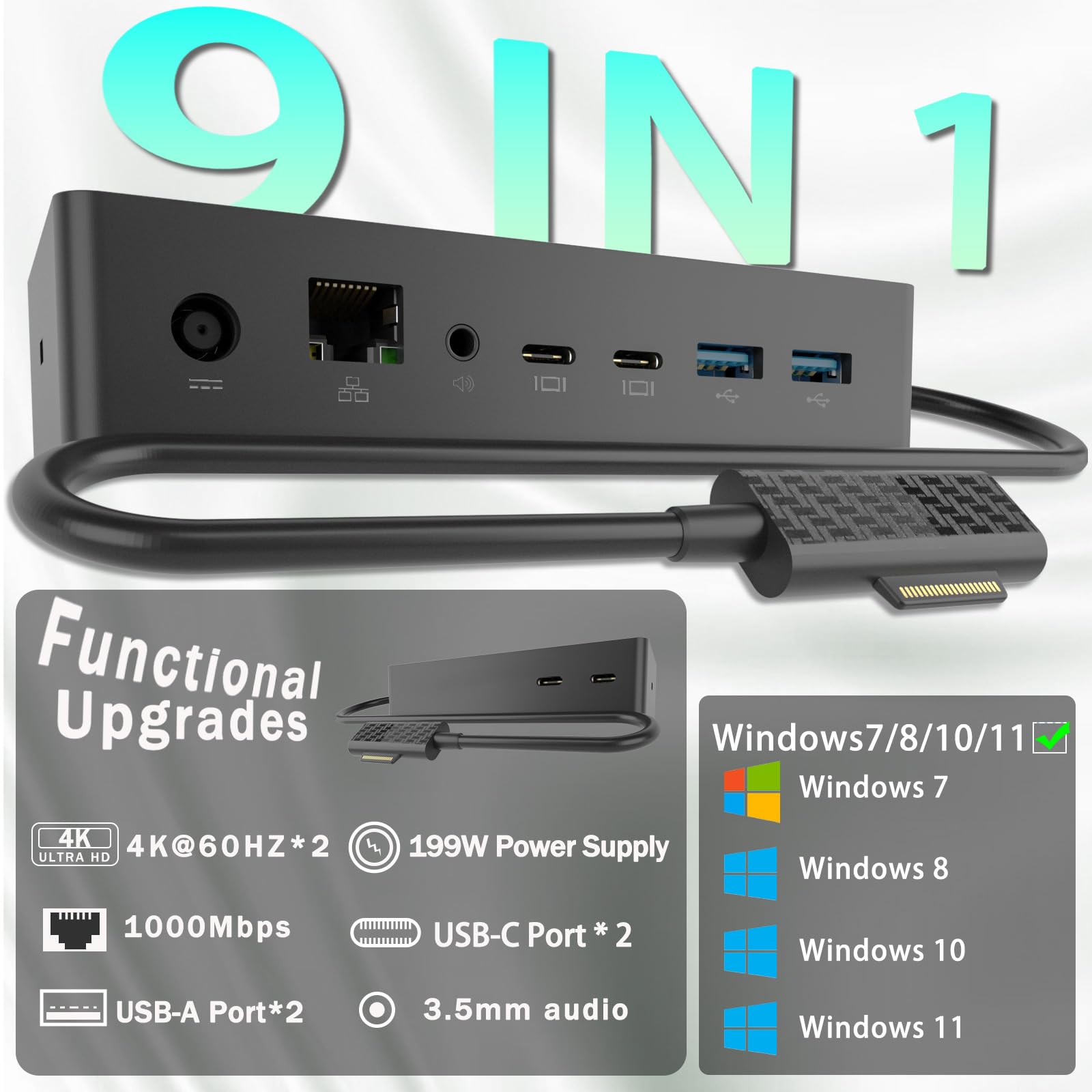 Surface Dock 2 with 199W Power Supply, Compatible for