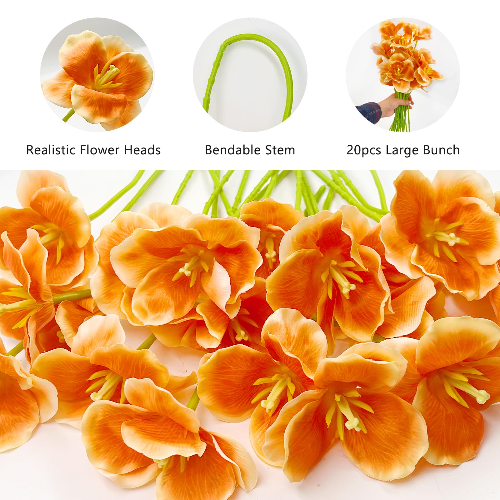 36 Tulipes Artificielles En Soie - Bouquet Rouge Et Jaune Avec Carte De Vœux - SNAIL GARDEN