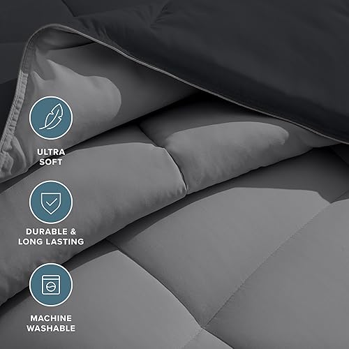 Miniatura 6 de Bare Home serie 1800 Edredón, un color distinto por cada lado, con relleno sintético, muy suave, calor en todas las estaciones, tamaño