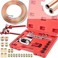 ZMCYNG 3/16" Brake Line Repair Kit: Double/Single Flaring Tool, 25Ft Copper Coated Line, Cutter, Bender & Fittings for Cars Trucks SUVs