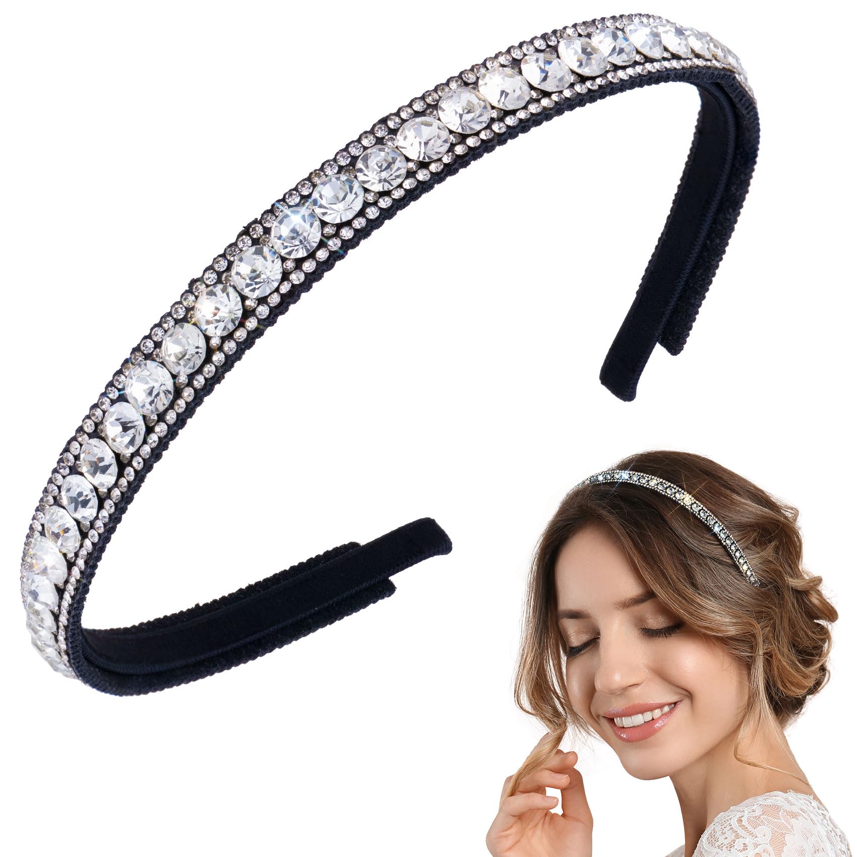 Amazon.com : HINZIC Non-Slip Rhinestone Headbands for Women