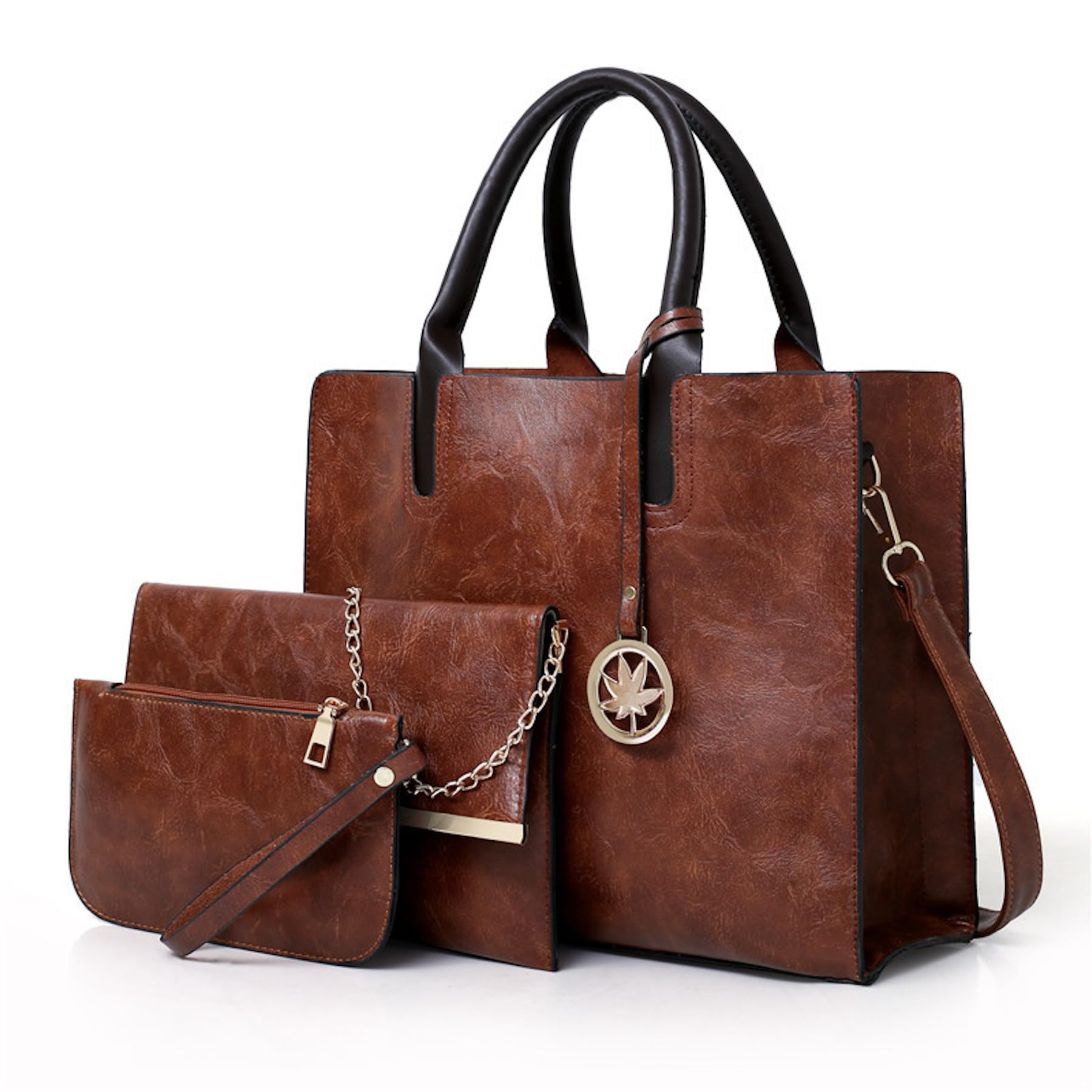 Hot And Bold Elegance in Every Piece: Women's Leather Multi-Piece Shoulder Bag Set
