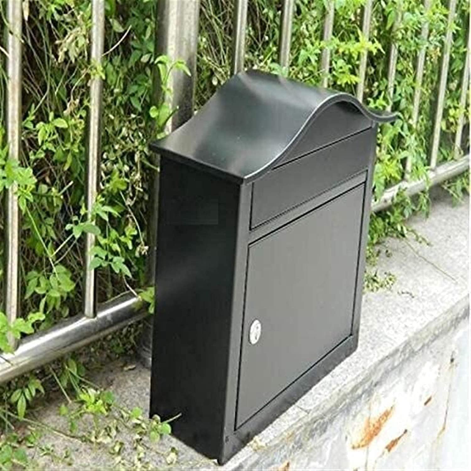 REMYS Suggestion Box Key Lock Box Donation Box Wall Mount Mailbox Galvanized Steel Waterproof Design Postbox Letter Box Outdoor Lockable Letter Box (Color : Black)