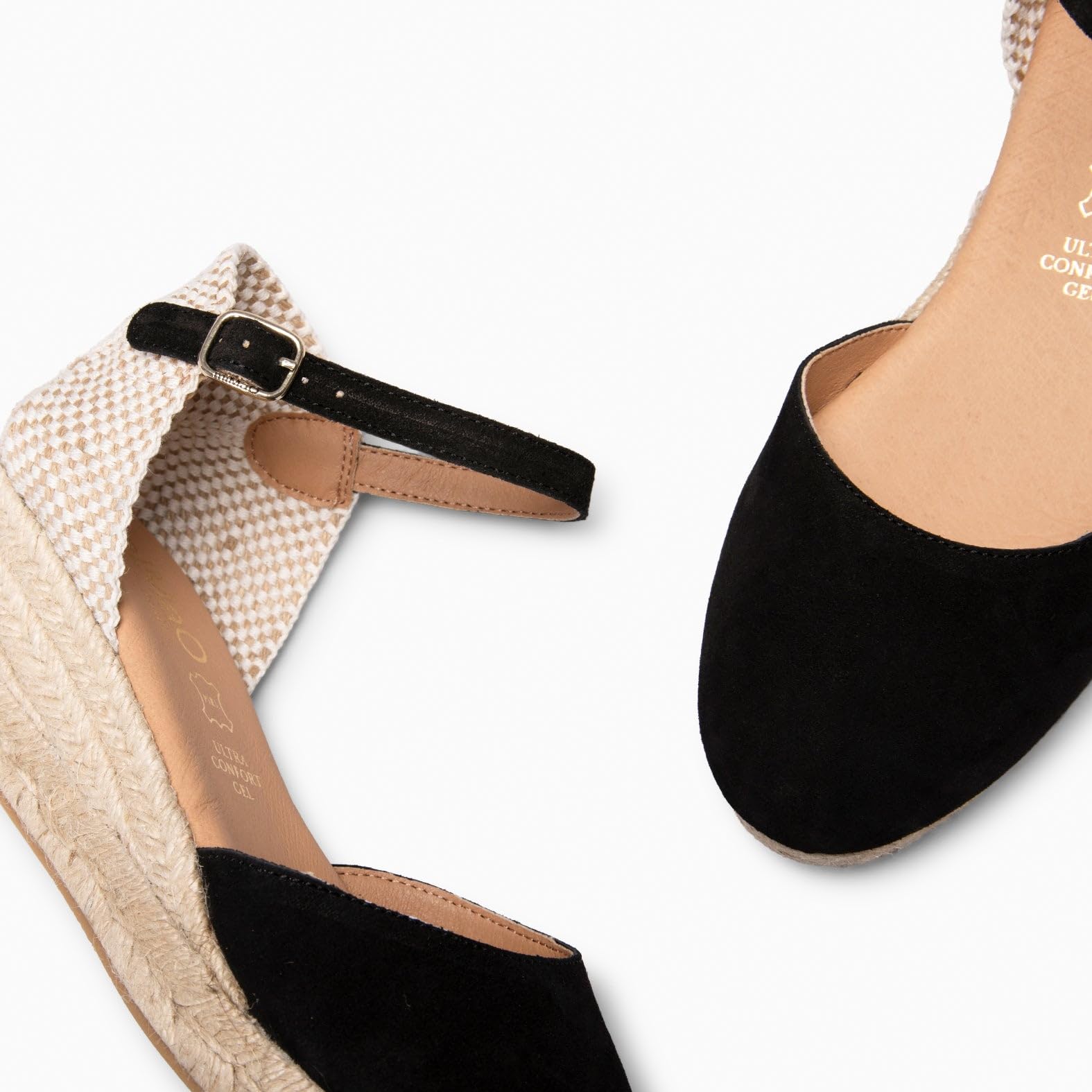 miMaO. Espadrilles à petit talon compensé en cuir pour femmes. Fabriquées en Espagne
