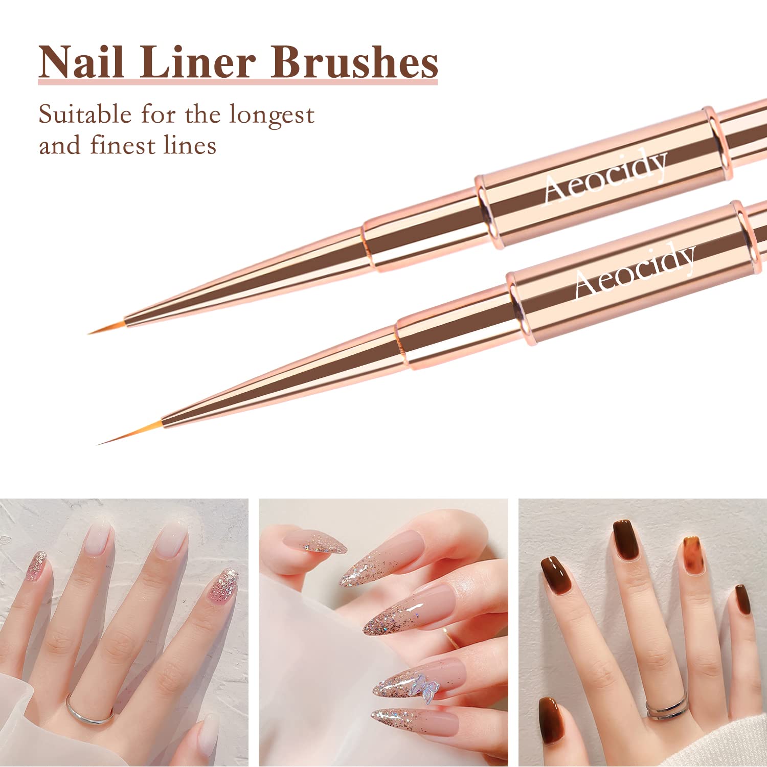Nail Art Brushes Nail Design Brushes Set Double-Ended 5pcs Nail Brushes Nail Art Tools Nail Liner Brush 3D Nail Art Decorations for Acrylic Application Professional for Nail Tech and Beginner : Beauty & Personal Care