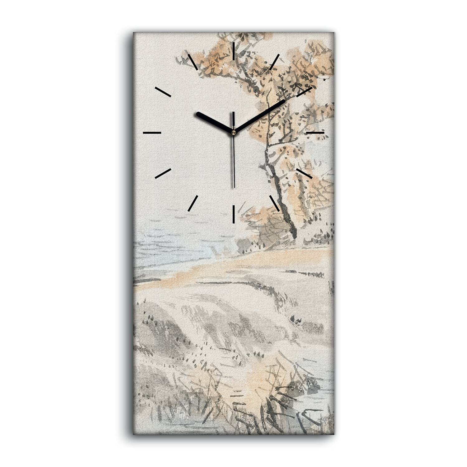 Horloge sur toile 30x60cm décoration salon chambre art mural moderne silencieux