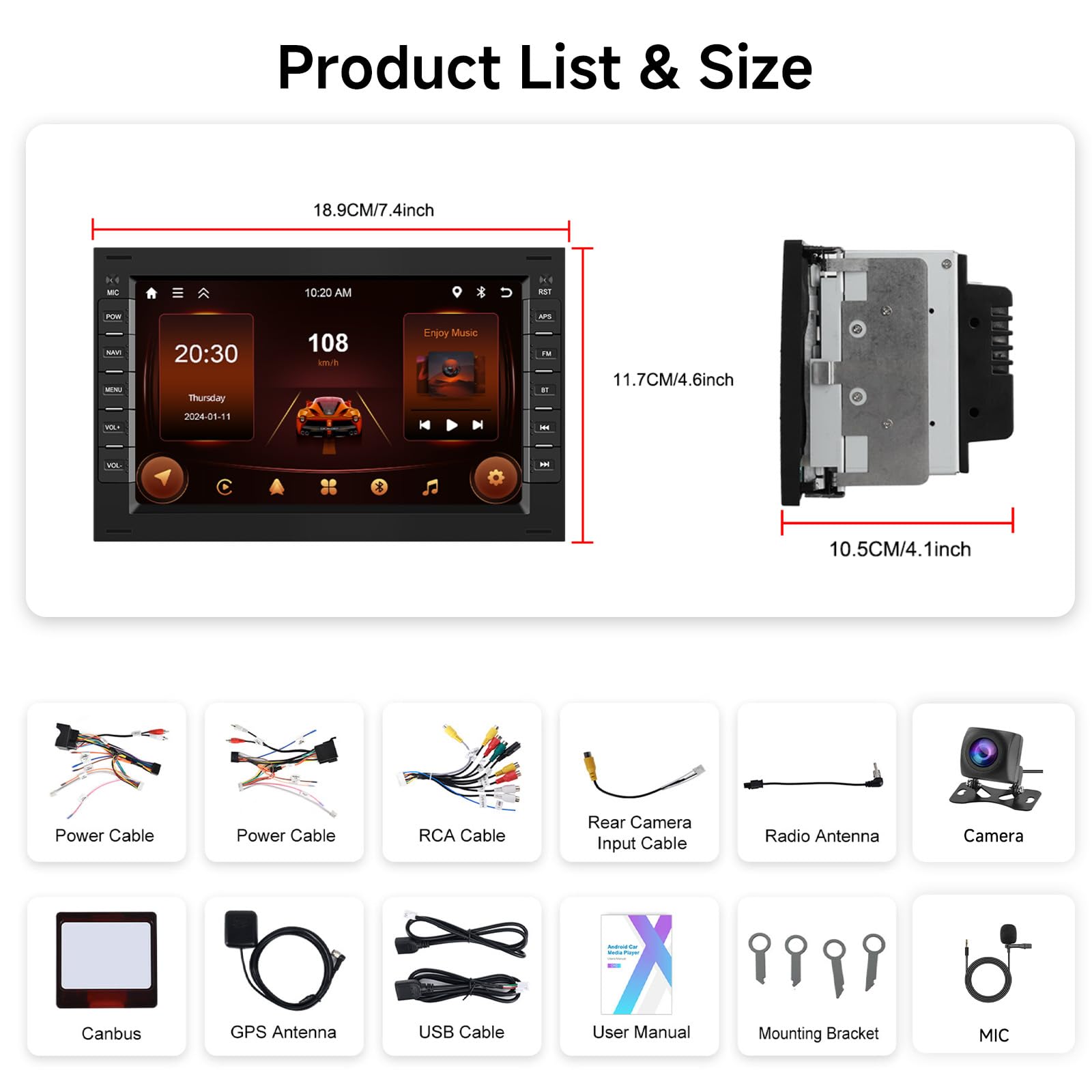 2G+64G Autoradio pour VW Passat Golf MK5 Transport Jetta Polo Touran Seat Sharan Skoda avec sans Fil Carplay, Hodozzy Ecran Tactile 7 Pouces Android Auto avec GPS WiFi Bluetooth FM/RDS/EQ/SWC+Caméra