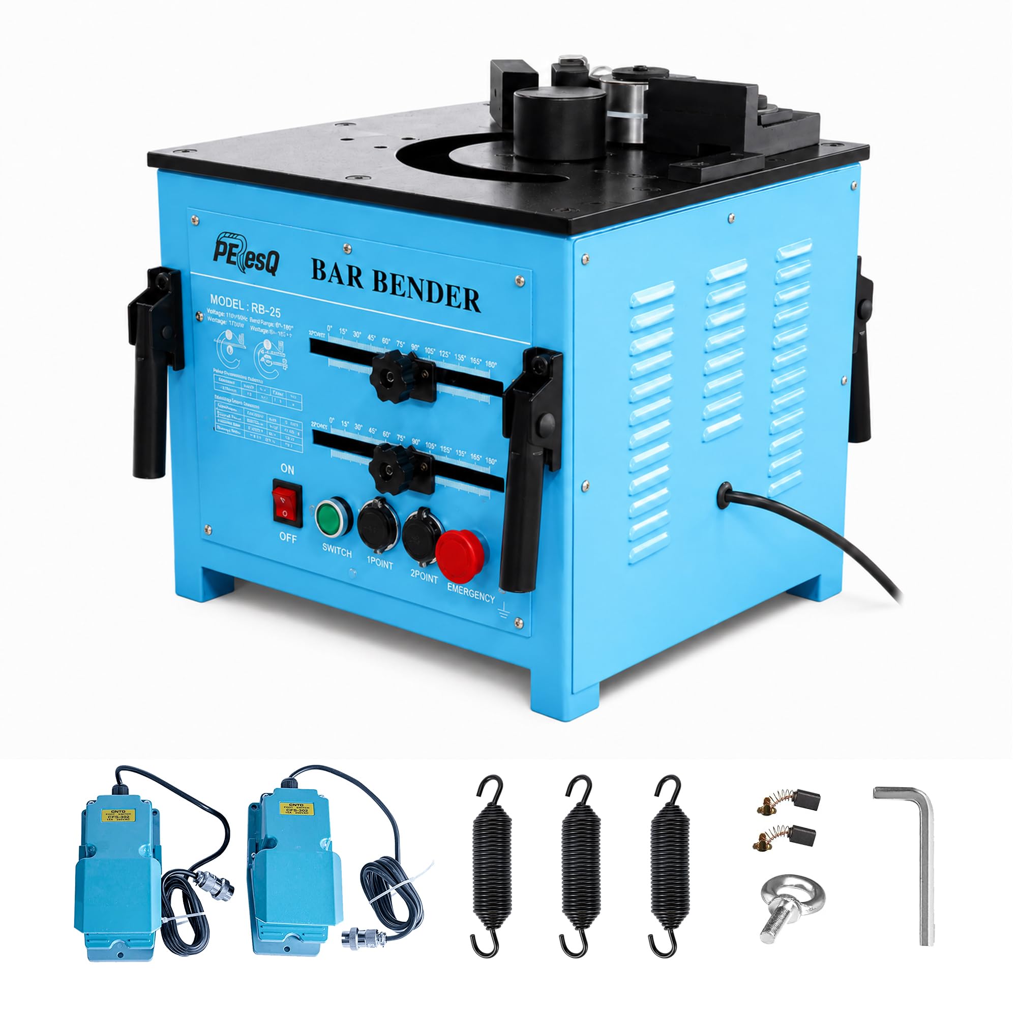 Photo 1 of PEResQ 1700W Electric Hydraulic Rebar Bender, Portable Rebar Bending Machine, Bends Up to #8 1" 25mm Rebar, 3.5-Second 180° Fast Bend, Heavy-Duty Steel Bar Bender, RB-25