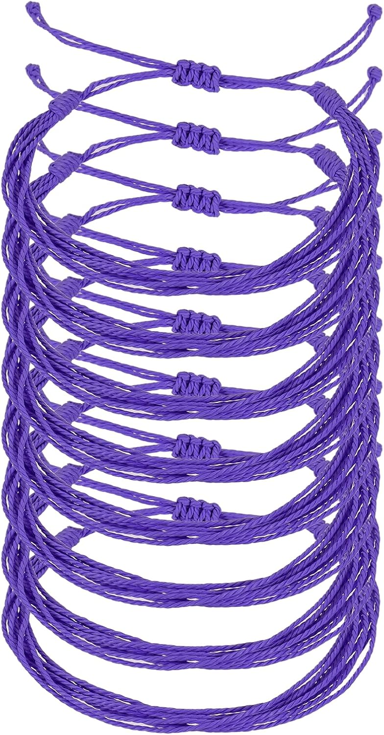 MECCANIXITY Braided Rope Bracelet, Adjustable Woven String Bracelets Boho Waterproof Wax Rope Anklets Stylish Accessory for Women Men
