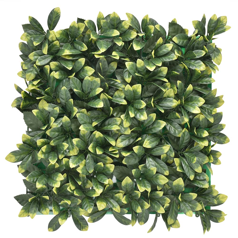 BONERVA | Jardín Vertical Laurel | Planta Artificial para decoración de Pared en Interior y terrazas | Pack 1m² (4 Piezas 50 x 50 cm) | Jardín Vertical estético para hogar, oficinas y restaurantes