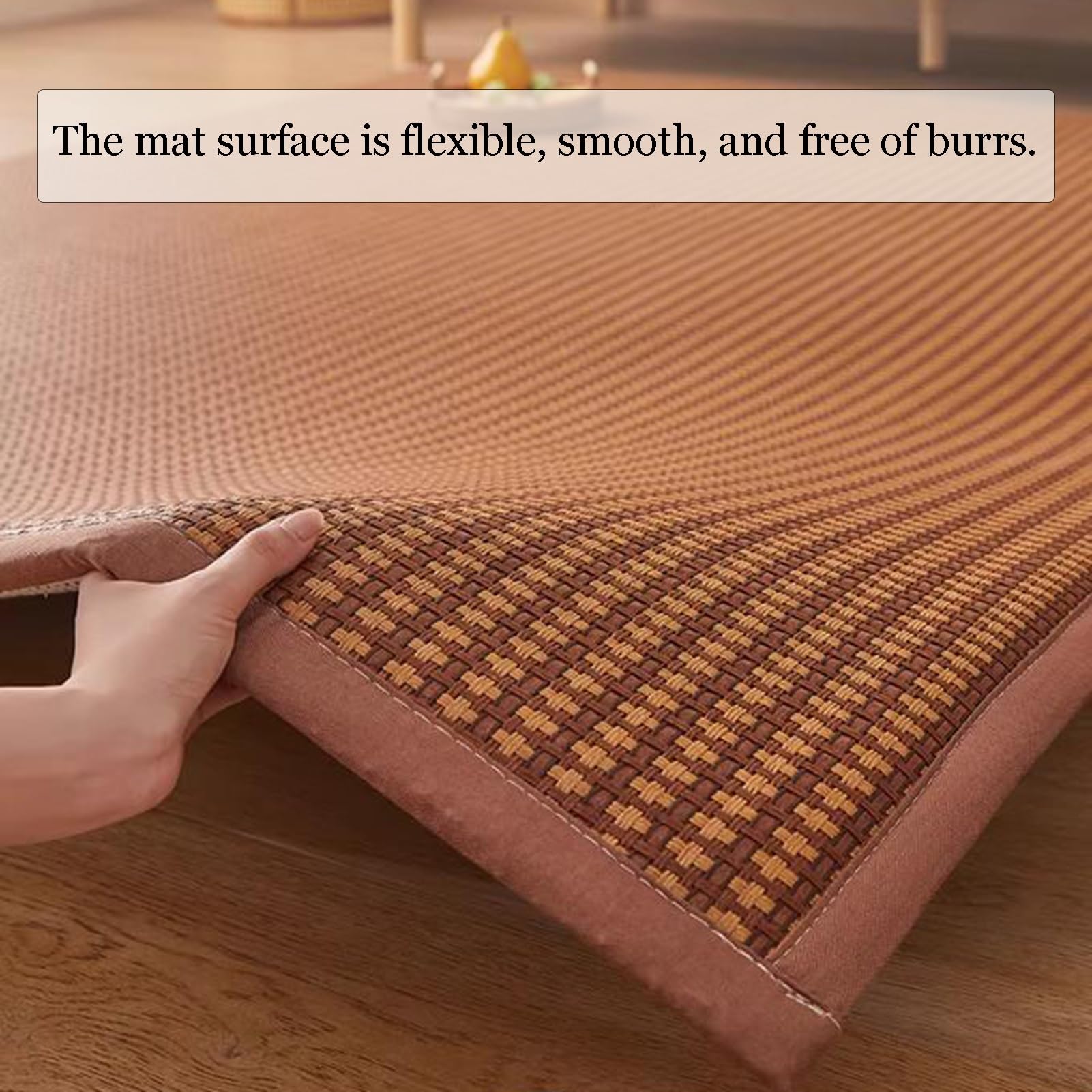 Tatami Tapis de sol d'été antidérapant respirant Tapis de couchage traditionnel japonais pour salon, chambre à coucher, ramper et jouer