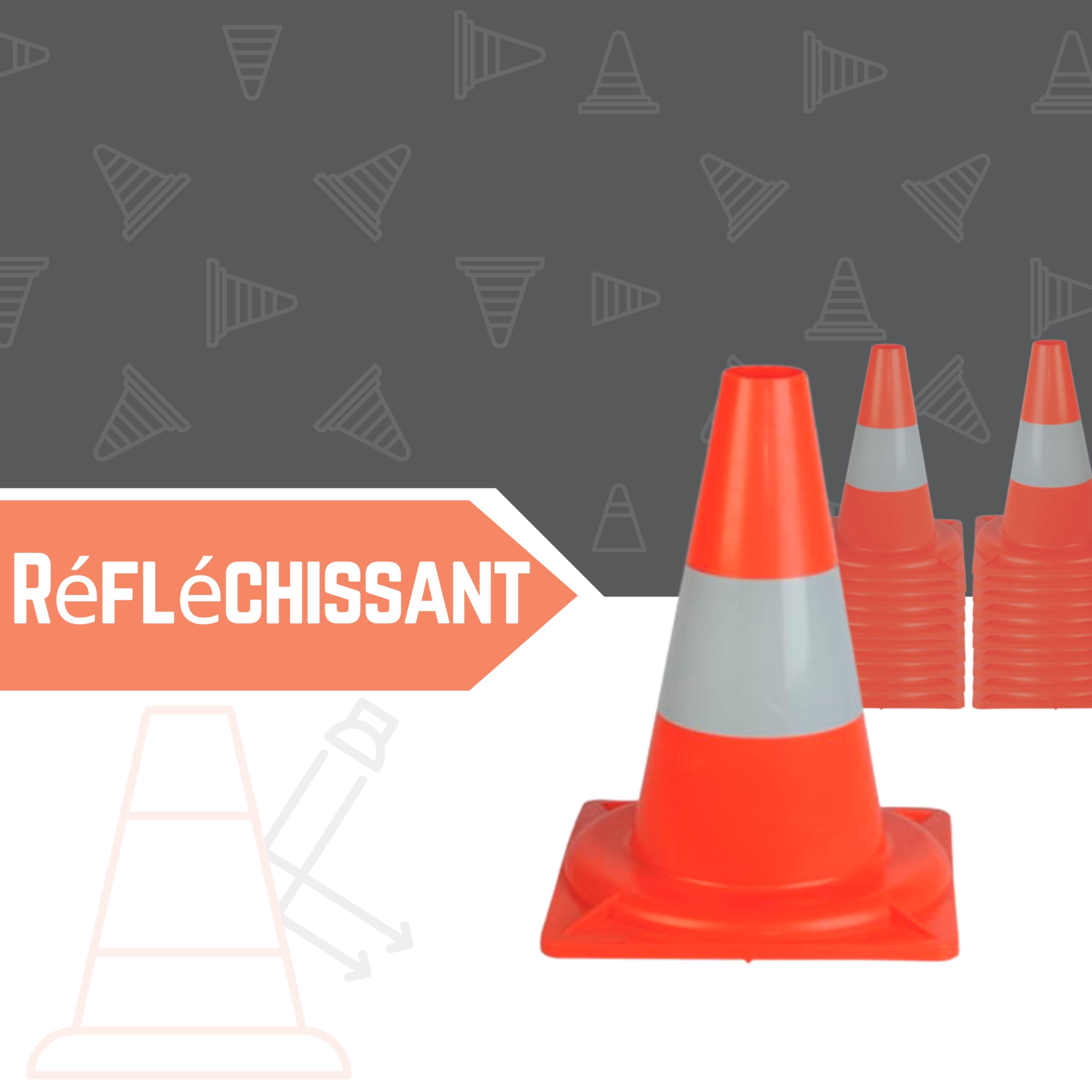 Technosafety Cône de signalisation Orange 20 pièces - 33 cm de Hauteur - HDPE - Cônes - Cône de Sécurité