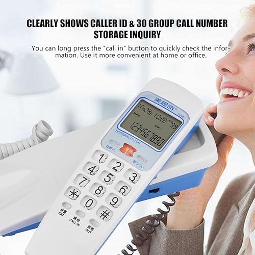 Miniatura 5 de Teléfonos fijos con cable con identificación de llamadas y dial retroiluminado, consulta de almacenamiento de número de llamada de 30 grupos,