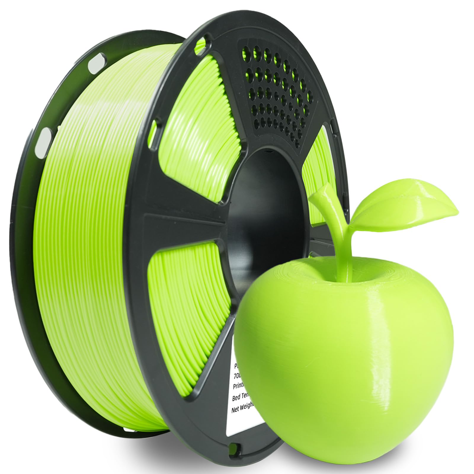 PLA Filament 1.75mm, 3D Printer Filament 1kg Spool (2.2lbs), Neatly Wound, +/- 0.02mm Precision, No Clog/Bubble, Excellent Layer Adhesion, Fits Most FDM Printers, Apple Green