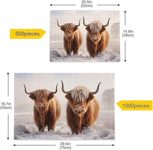 Miniatura 5 de xigua Rompecabezas de ganado de las tierras altas para adultos, 1000 piezas, rompecabezas para adultos, 1000 piezas, desafiantes, niños,