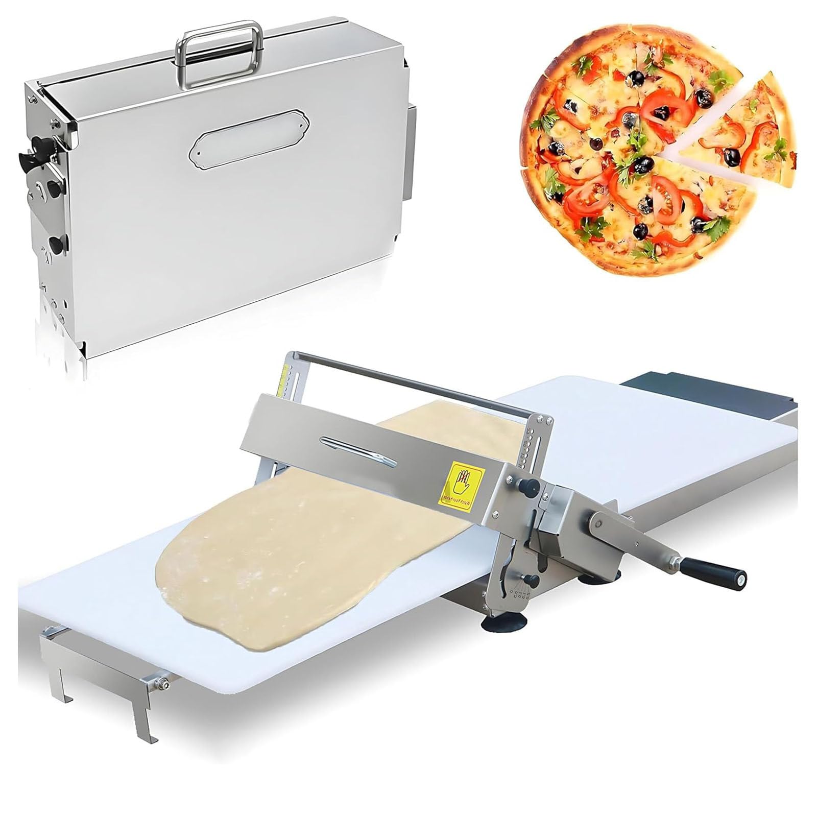 Sfogliatrice per pasta, macchina sfogliatrice elettrica professionale, spessore regolabile, rullo per pasta pieghevole in acciaio inox, per panetteria, casa, croissant, pizza (400)