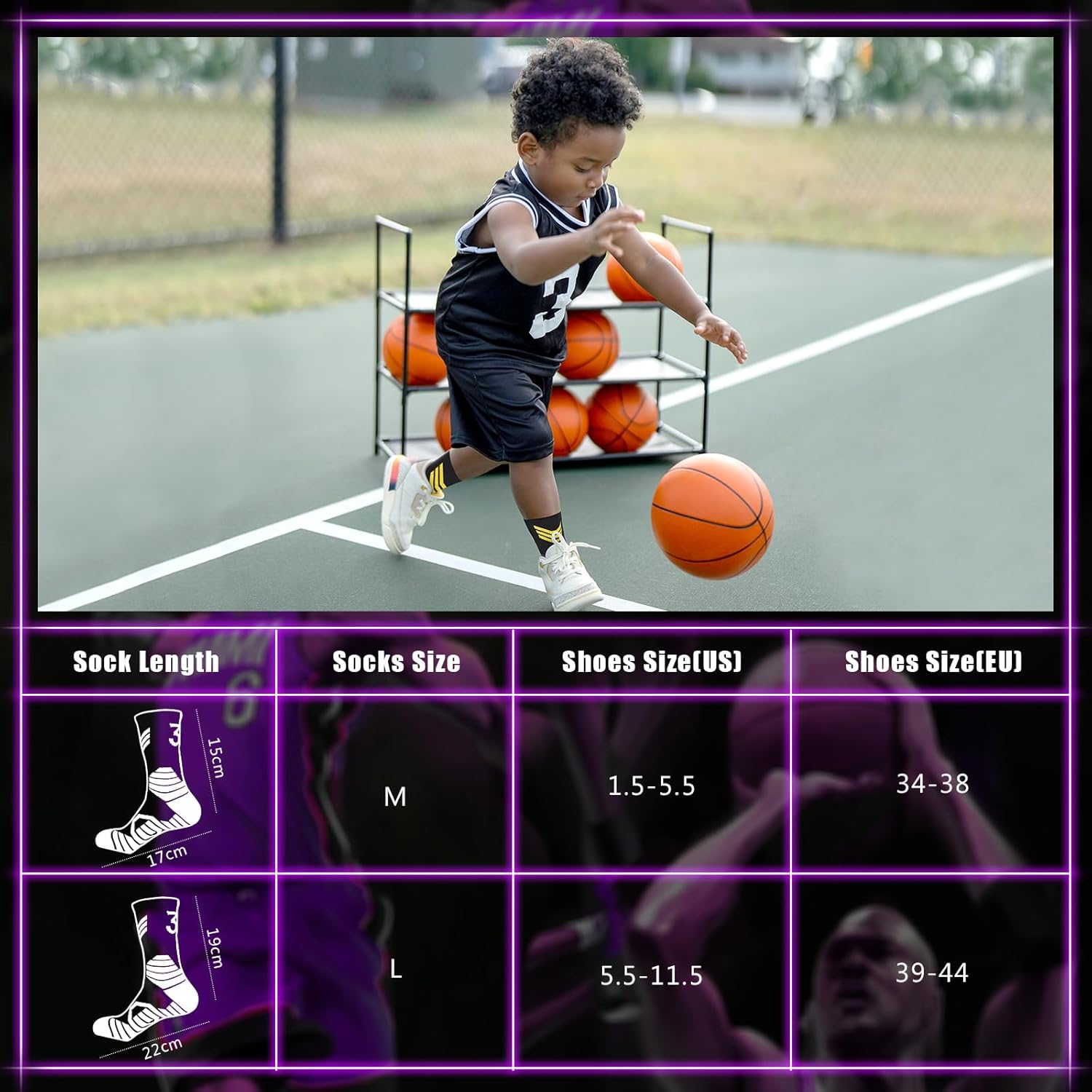 Basketball Socks - Men & Women Athletic Running Compression Cushion Team Number Socks