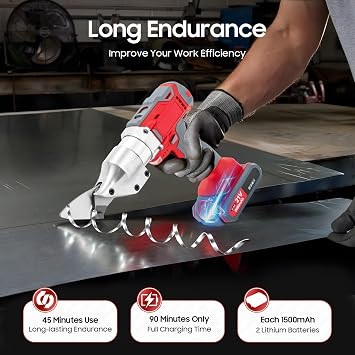 Electric Metal Shear, Heavy Duty Power Metal Shear, Speed Swivel Head Electric Metal Cutter Shear, 21V Electric Tin Snips, Sheet Metal Cutter Scissors 600W Cutter Power Tool
