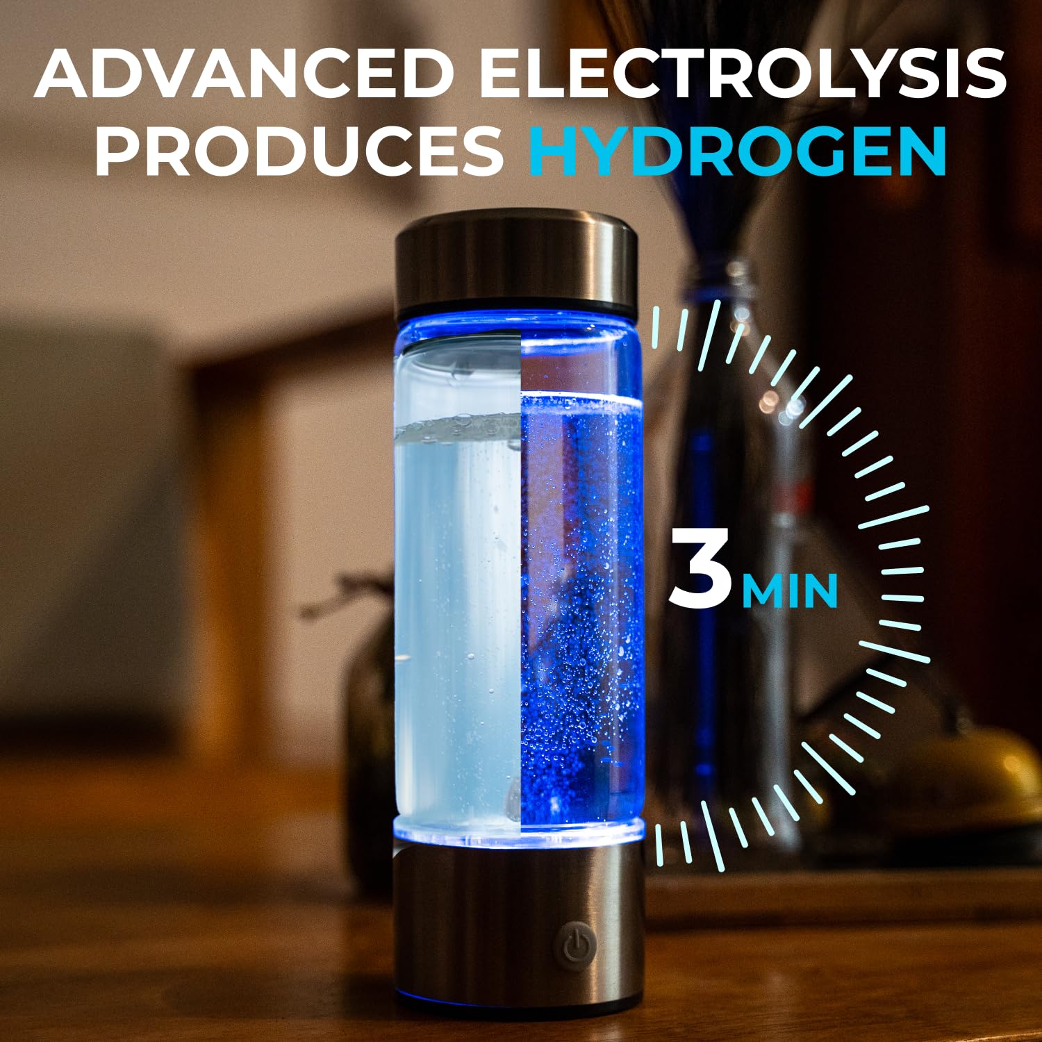 HydroForge Hydrogen Water Bottle Generator — xxoZ German Glass Molecular Hydrogen Bottle with SPE PEM Technology | Hydrogen-Rich Water in 3 Minutes | USB Rechargeable Portable, Gym, Office & Travel - Image 3