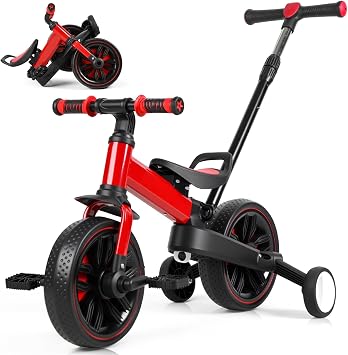 Kids Balance Bike with Push Handle, Balance Bike for 2-5 Year Olds, Lightweight Adjustable Seat with Limited Turning & Non-Slip Grips, Indoor Outdoor Play Toy for Boys and Girls