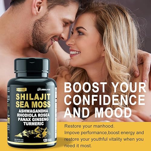 Miniatura 4 de Shilajit Cápsulas para hombres  50% ácido fúlvico, más de 85 minerales traza del Himalaya puro, extracto de resina Shilajit con musgo marino,
