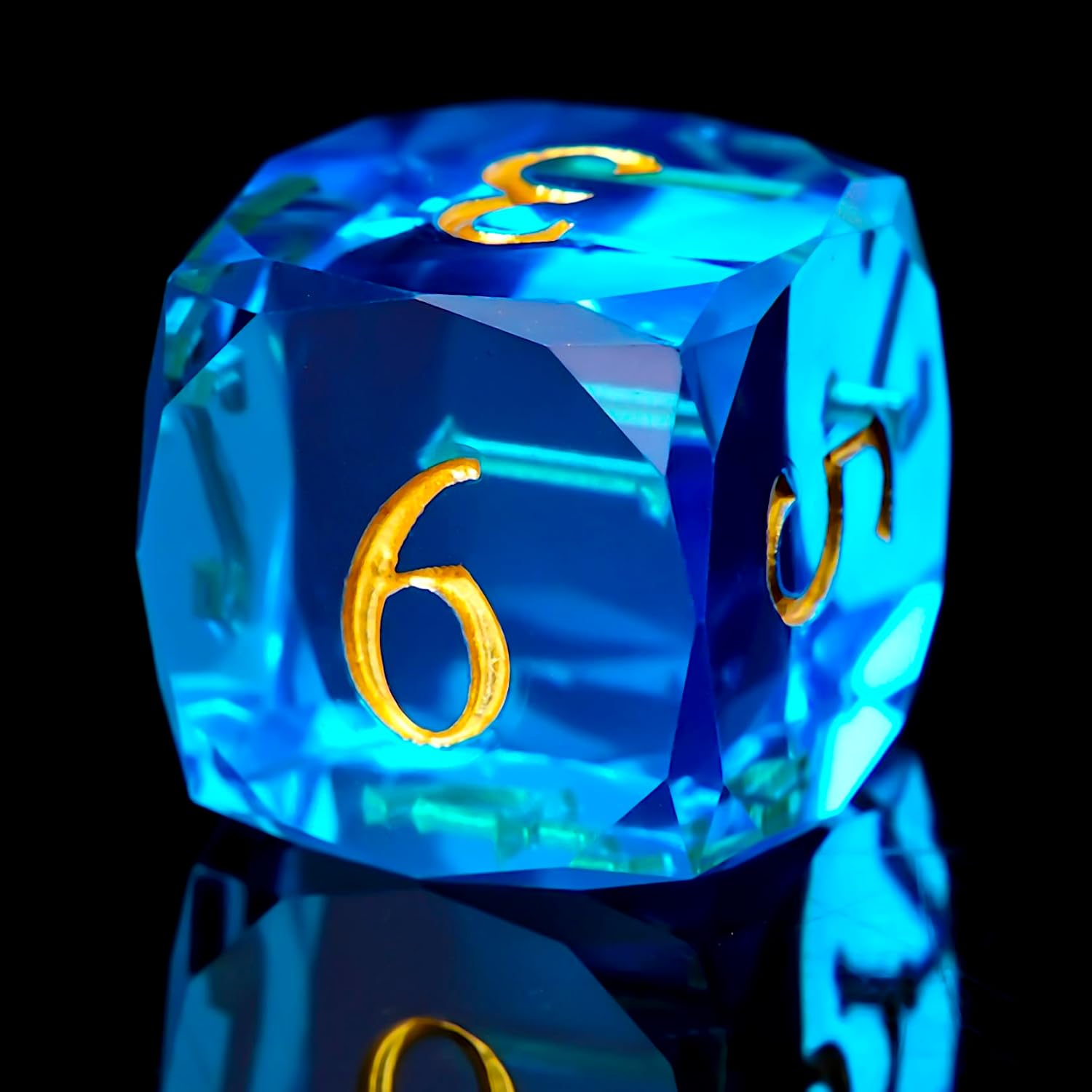 Multifaceted galss DND Dice Set 7 PCS – Transparent Polyhedral Role Playing Dice for Dungeons & Dragons, Pathfinder, RPG and Tabletop Games(Blue)