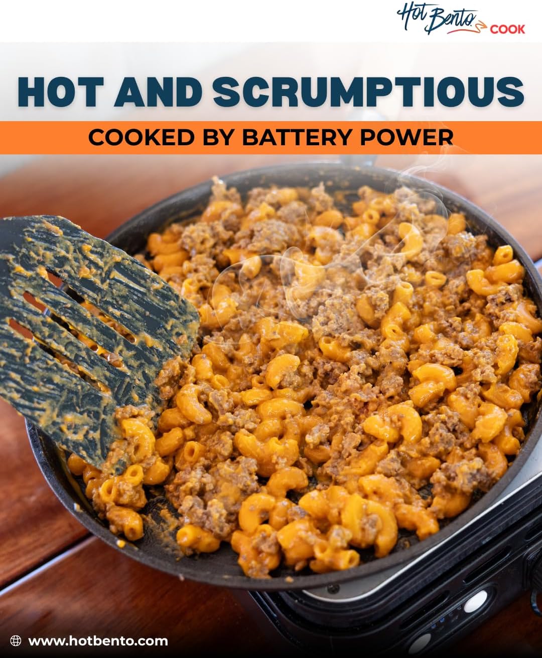 Hot Bento Cook – Portable Battery-Powered Flameless Cooker Reaching 500°+, Adjustable Heat Levels, Cordless Cooking for Camping, Travel & Outdoor Use