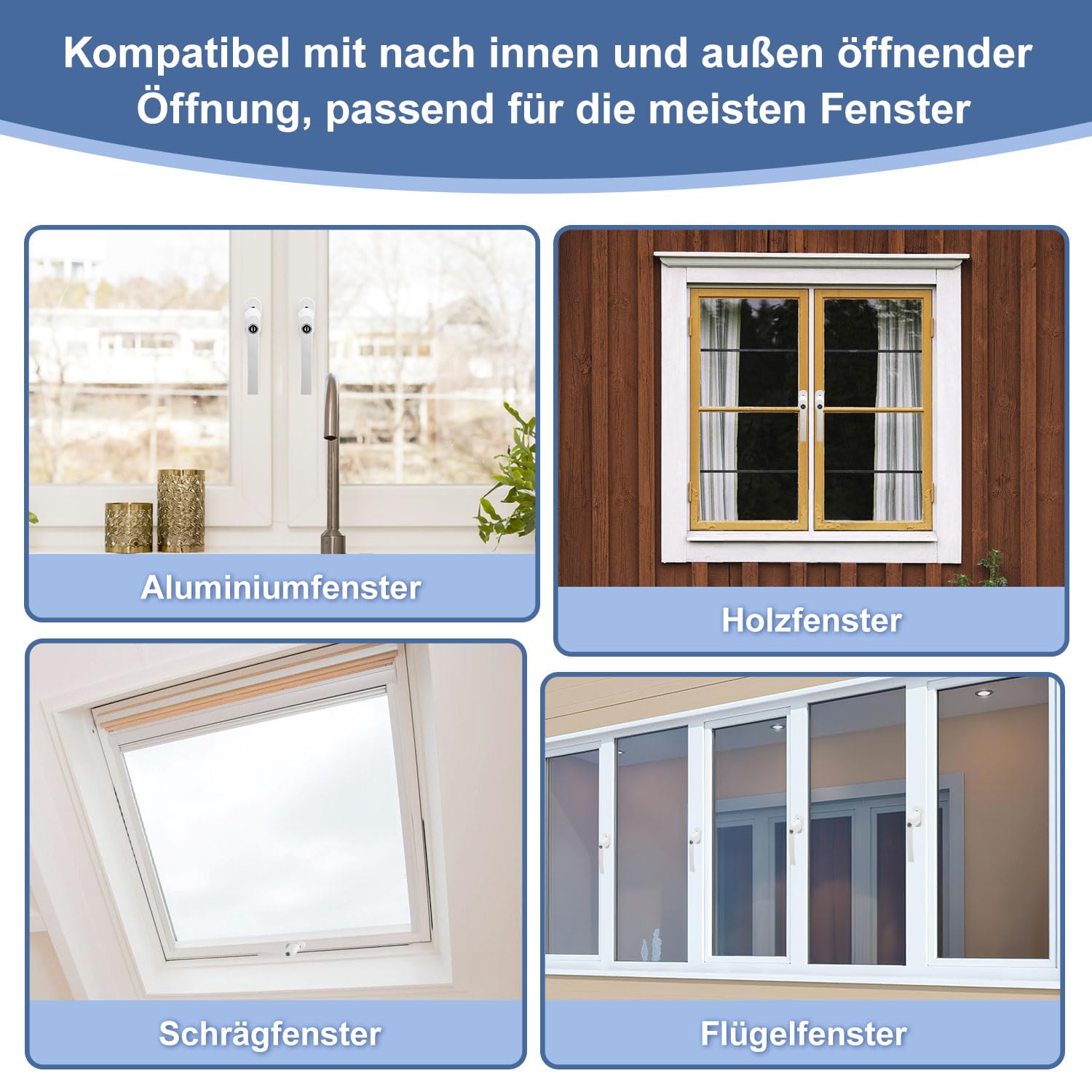 Abschließbare Fenstergriff Aluminium 12 Stück Fenstergriffe Kindersicherung Fenstersicherung mit Schloss mit 24 Gleichen Schlüsselpaaren(Weiß)