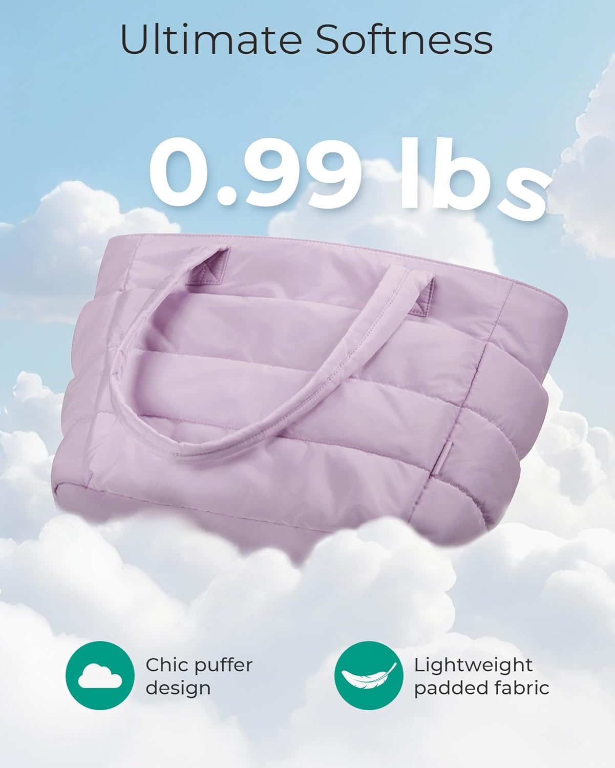 BAGSMART Tote Bag for Women, Lightweight Puffy Tote Bag with Compartments Shoulder Bag Handbag for Travel, Work, Gym | Lightweight, Puffy, Quilted, for Travel, Work - Image 6